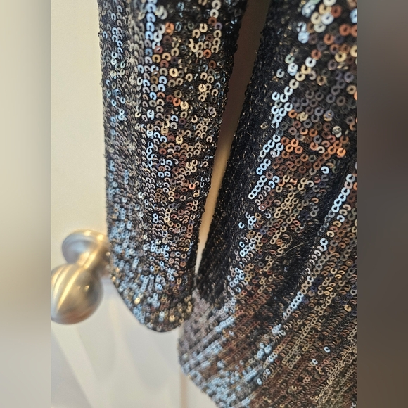 L'Atiste by Amy Sequin Long Sleeve Romper Black Silver Medium - Picture 4 of 10